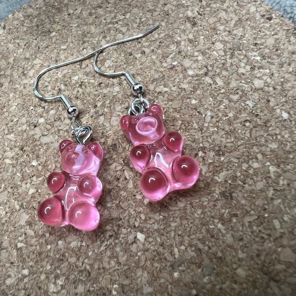 Pink Gummy Bear Dangle Earrings - Picture 2 of 3
